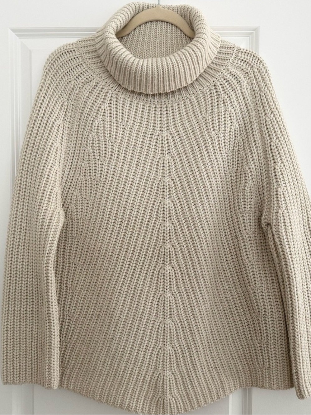 Fall Cream Oversized Chunky Ribbed Knit Turtleneck Sweater
